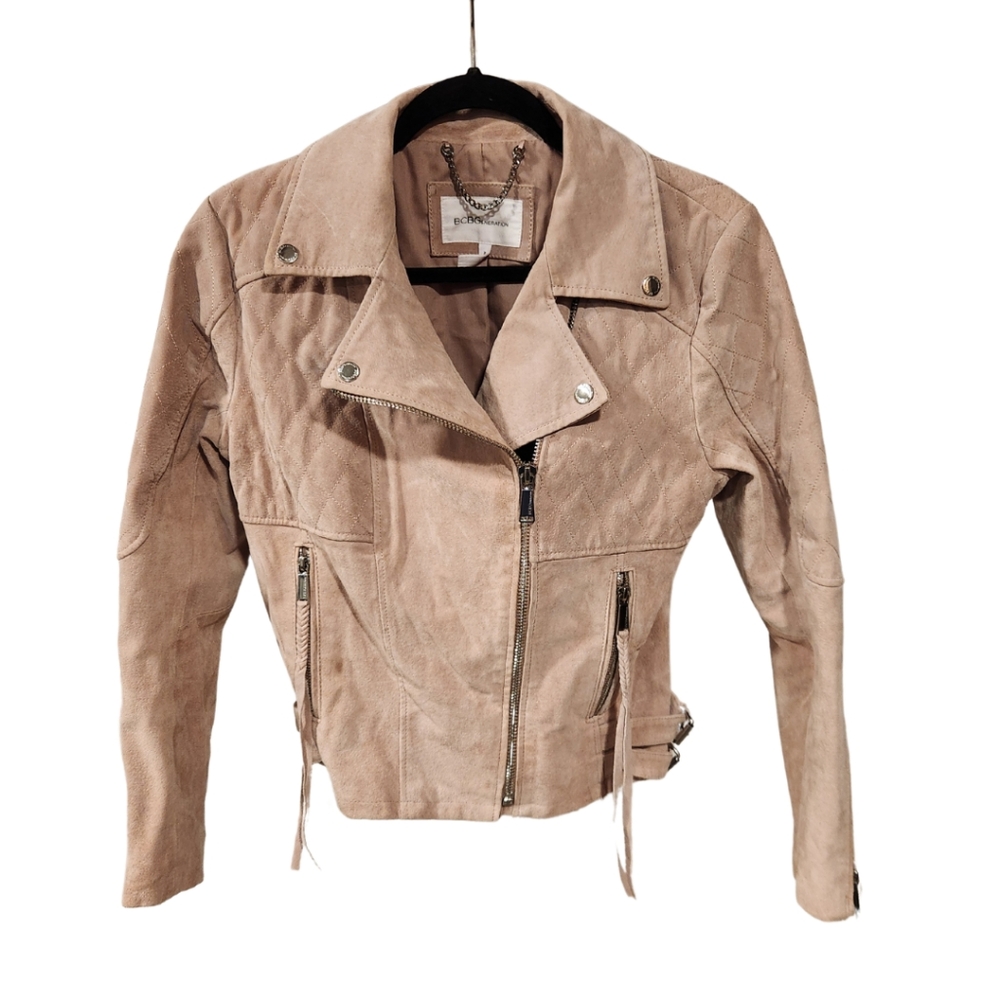BCBGeneration Leather Suede Jacket - Women's Medium (beige)